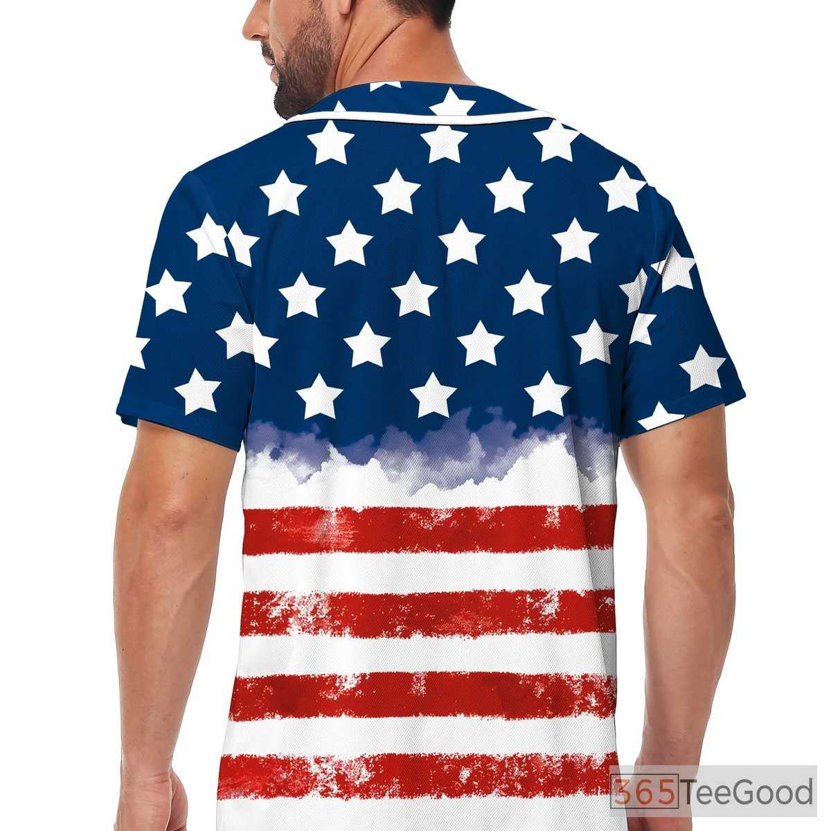 USA Flag Baseball Jersey for Men & Women - Patriotic American Stars & Stripes