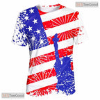 Patriotic USA American Flag Graphic 3D Printed Casual Unisex Short Sleeve Tee