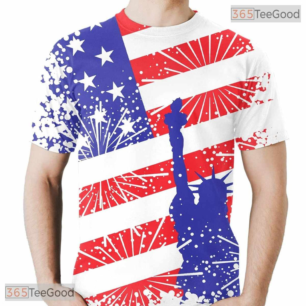 Patriotic USA American Flag Graphic 3D Printed Casual Unisex Short Sleeve Tee