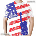 Patriotic USA American Flag Graphic 3D Printed Casual Unisex Short Sleeve Tee