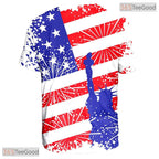 Patriotic USA American Flag Graphic 3D Printed Casual Unisex Short Sleeve Tee