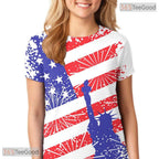 Patriotic USA American Flag Graphic 3D Printed Casual Unisex Short Sleeve Tee