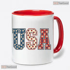 USA Floral 250th Anniversary Independence Day Colorful Handle Ceramic Accent Coffee Mug