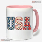 USA Floral 250th Anniversary Independence Day Colorful Handle Ceramic Accent Coffee Mug