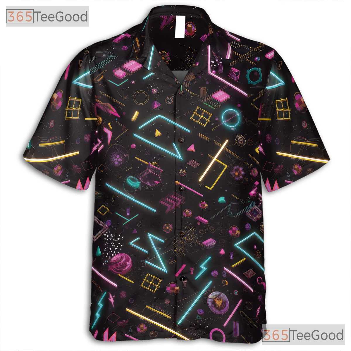 Vaporwave 80s Retro Geometric Hawaiian Shirt Unisex Summer Party Aloha Tee