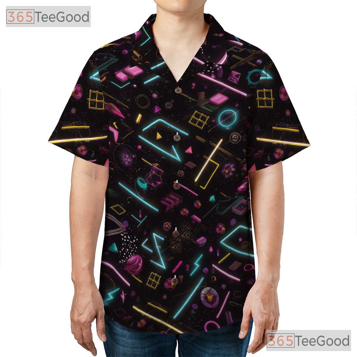 Vaporwave 80s Retro Geometric Hawaiian Shirt Unisex Summer Party Aloha Tee