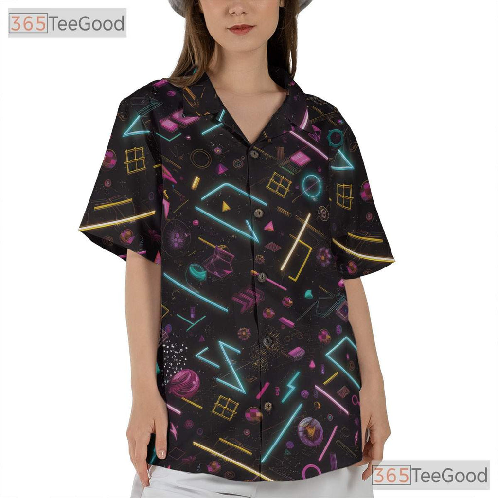 Vaporwave 80s Retro Geometric Hawaiian Shirt Unisex Summer Party Aloha Tee