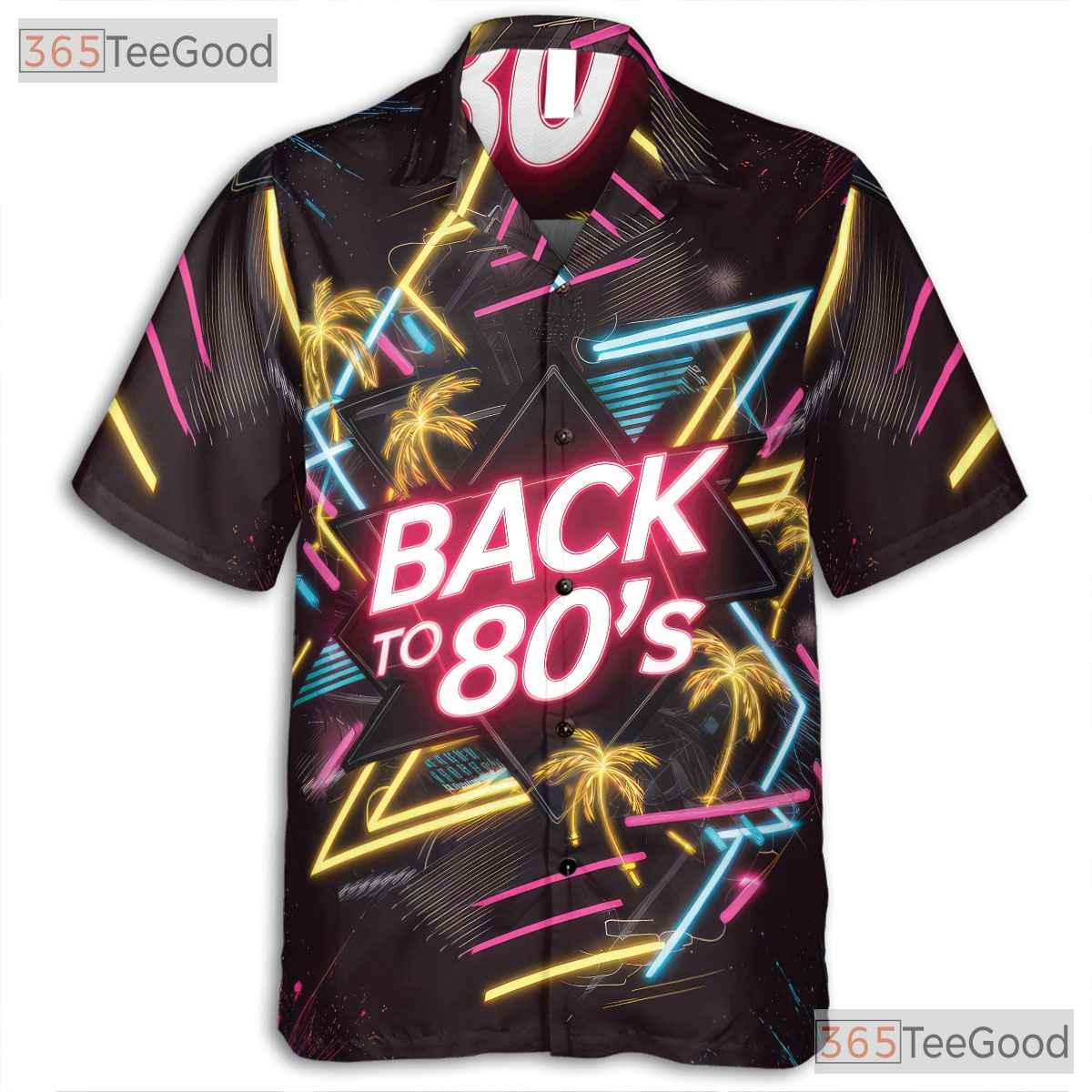 Vaporwave Retro 80s Neon Hawaiian Tee Unisex Look for Summer Party Outfit