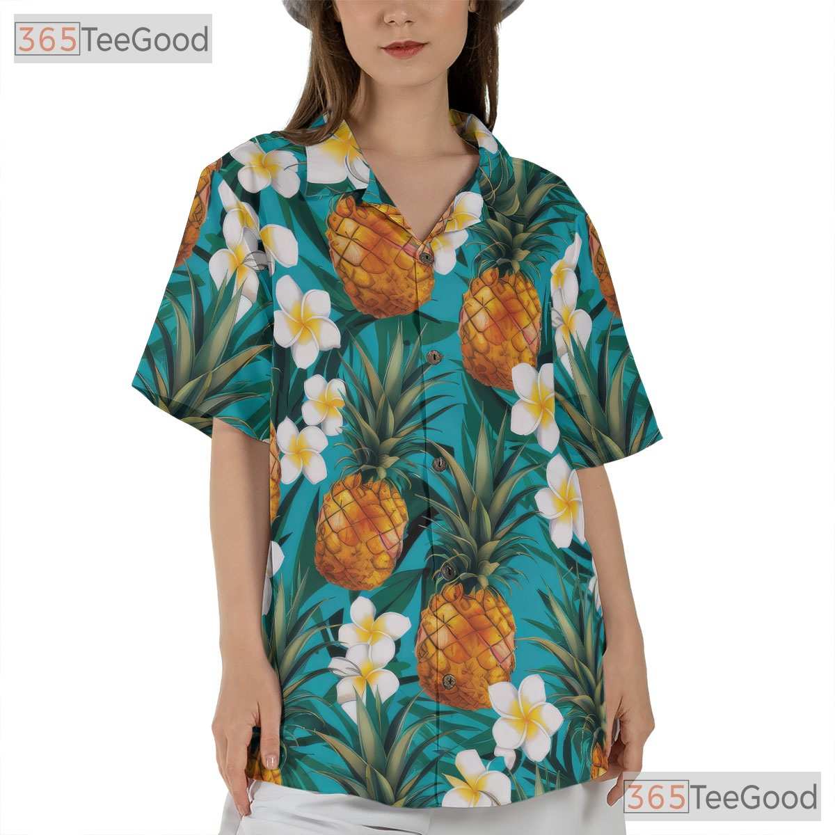 Vibrant Blue Tropical Pineapple Aloha Beach Hawaiian Tee Unisex Summer Outfit