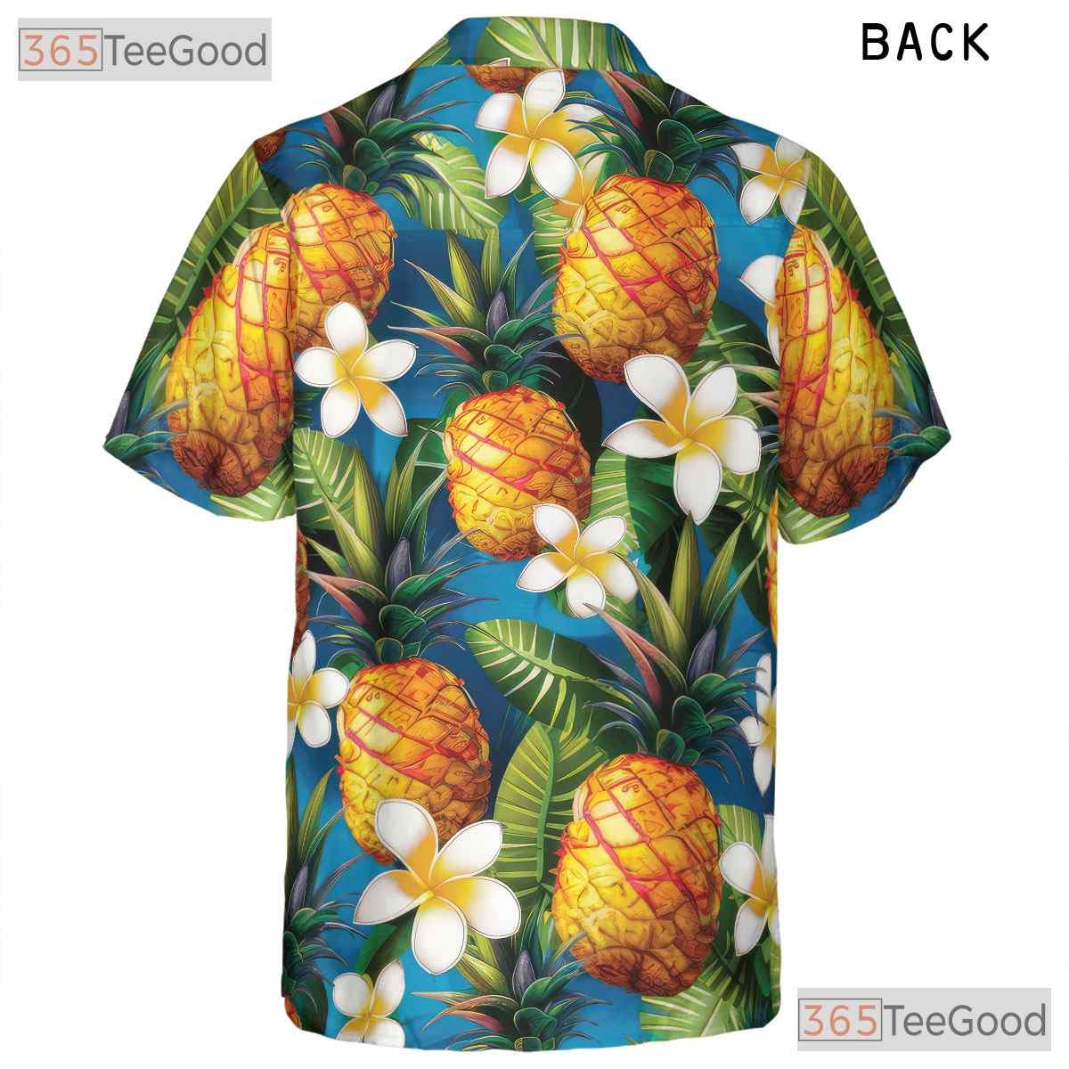 Vibrant Blue Tropical Pineapple Aloha Print Hawaiian Tee Unisex Summer Outfit