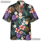 Vibrant Jungle Botanical Hawaiian Shirt- Unisex Tropical Floral Aloha Beach Top