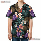 Vibrant Jungle Botanical Hawaiian Shirt- Unisex Tropical Floral Aloha Beach Top