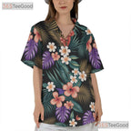 Vibrant Jungle Botanical Hawaiian Shirt- Unisex Tropical Floral Aloha Beach Top