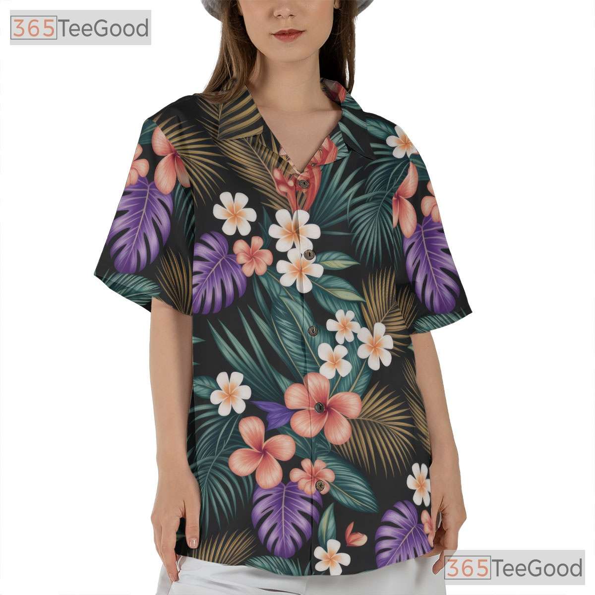 Vibrant Jungle Botanical Hawaiian Shirt- Unisex Tropical Floral Aloha Beach Top