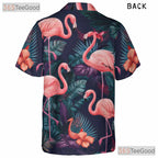 Vibrant Jungle Flamingo Print Aloha Hawaiian Tee Unisex Tropical Summer Outfit