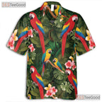 Vibrant Jungle Parrot Bird Aloha Hawaiian Shirt Unisex Summer Vacation Beachwear