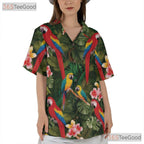 Vibrant Jungle Parrot Bird Aloha Hawaiian Shirt Unisex Summer Vacation Beachwear