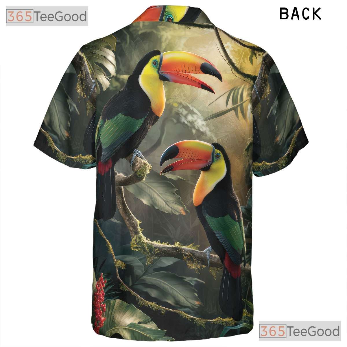 Vibrant Jungle Rainforest Toucan Aloha Hawaiian Tee Men Women Summer Outfit