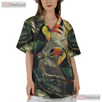 Vibrant Jungle Rainforest Toucan Aloha Hawaiian Tee Men Women Summer Outfit
