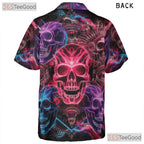 Vibrant Neon Skull Gothic Hawaiian Shirt Men Women, Trippy Aloha Top