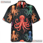 Vibrant Octopus Underwater Sea Life Seamless Design Hawaiian Tee Unisex Top