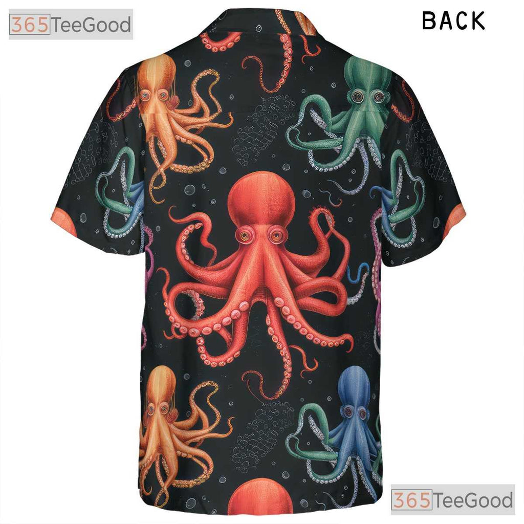 Vibrant Octopus Underwater Sea Life Seamless Design Hawaiian Tee Unisex Top
