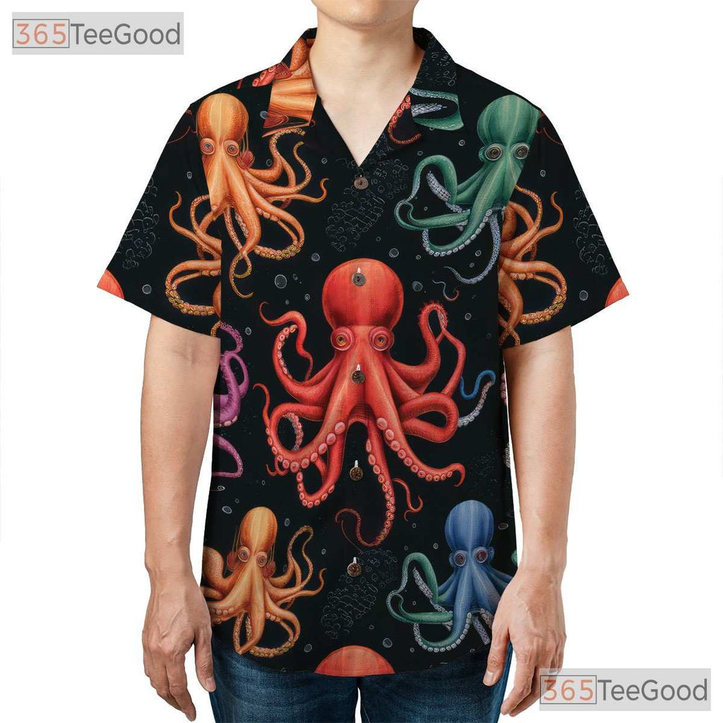 Vibrant Octopus Underwater Sea Life Seamless Design Hawaiian Tee Unisex Top