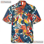 Vibrant Parrot Tropical Leaves Colorful Beachwear Hawaiian Shirt Unisex Outfit