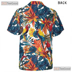 Vibrant Parrot Tropical Leaves Colorful Beachwear Hawaiian Shirt Unisex Outfit