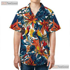 Vibrant Parrot Tropical Leaves Colorful Beachwear Hawaiian Shirt Unisex Outfit
