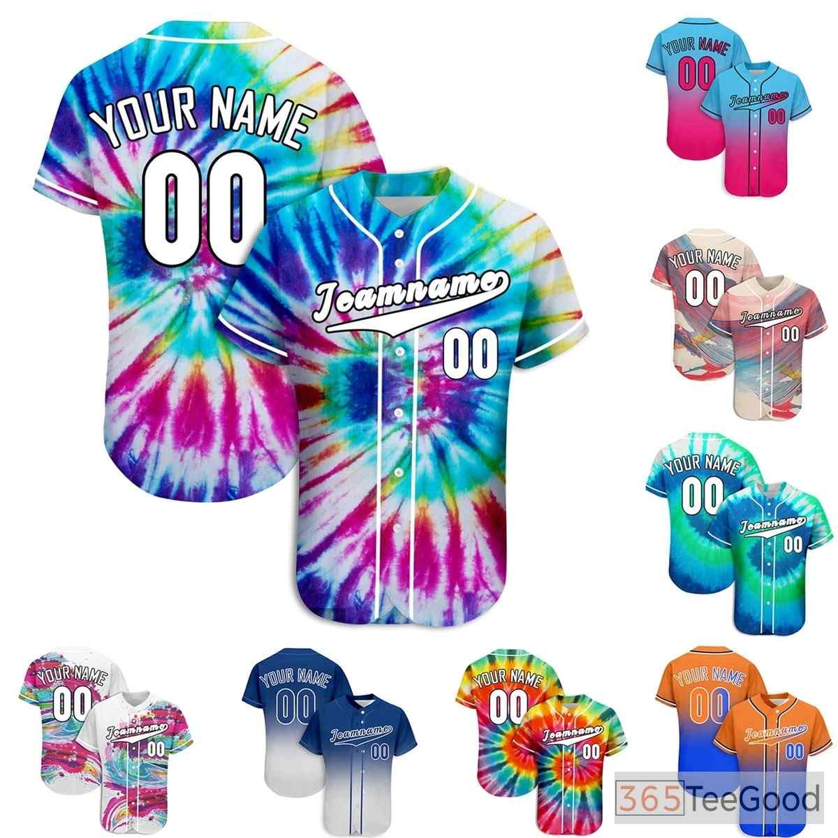 Vibrant Tie-Dye Custom Baseball Jersey Shirt Personalized Unisex Team Fan Apparel