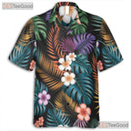 Vibrant Tropical Floral Hawaiian Shirt- Unisex Jungle Botanical Vacation Style