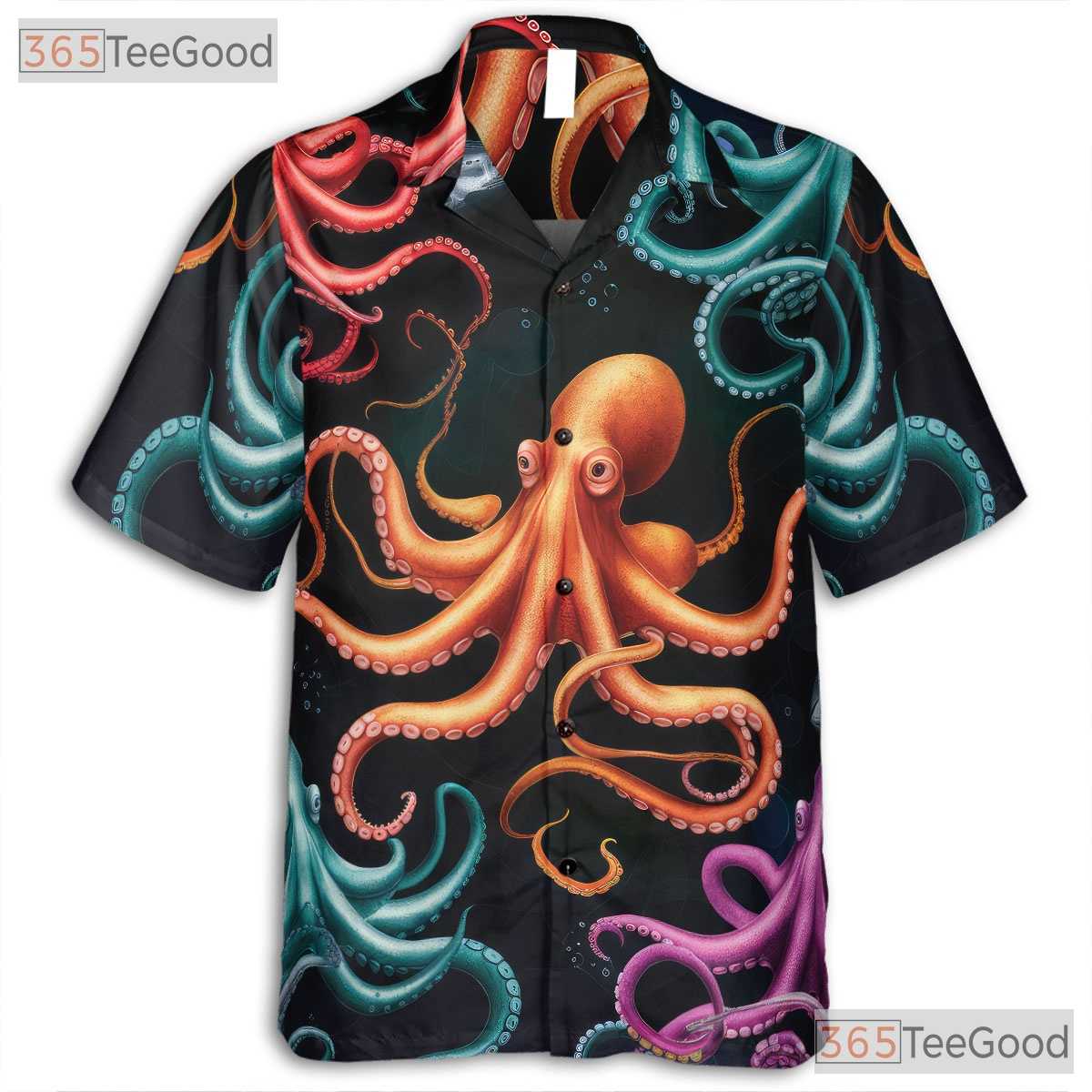 Vibrant Underwater Octopus Sea Life Seamless Design Hawaiian Tee Unisex Top