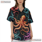 Vibrant Underwater Octopus Sea Life Seamless Design Hawaiian Tee Unisex Top