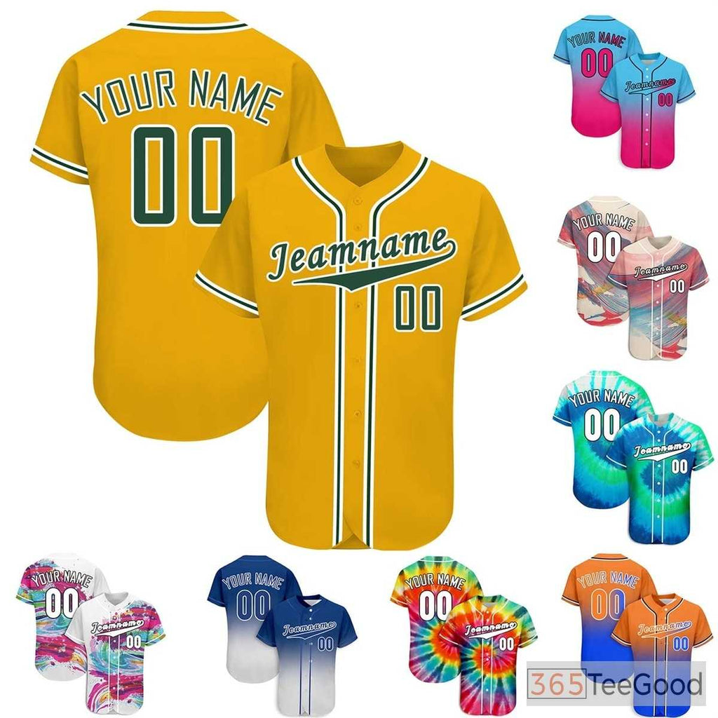 Vibrant Yellow Custom Baseball Jersey Shirt Personalized Unisex Button Down Uniform