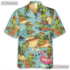 Vintage Alien UFO Hawaiian Shirt - Unisex Sci-Fi Surfer Tropical Hula Tee