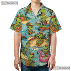 Vintage Alien UFO Hawaiian Shirt - Unisex Sci-Fi Surfer Tropical Hula Tee