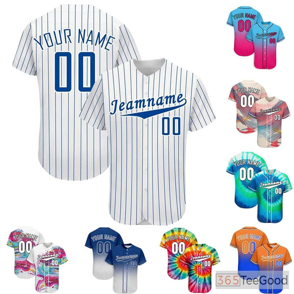 Vintage Blue Striped Custom Baseball Jersey Shirt Personalized Unisex Team Uniform