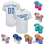 Vintage Blue Striped Custom Baseball Jersey Shirt Personalized Unisex Team Uniform