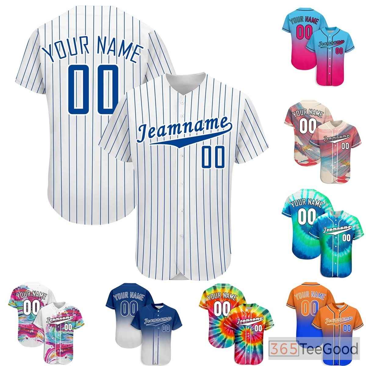 Vintage Blue Striped Custom Baseball Jersey Shirt Personalized Unisex Team Uniform