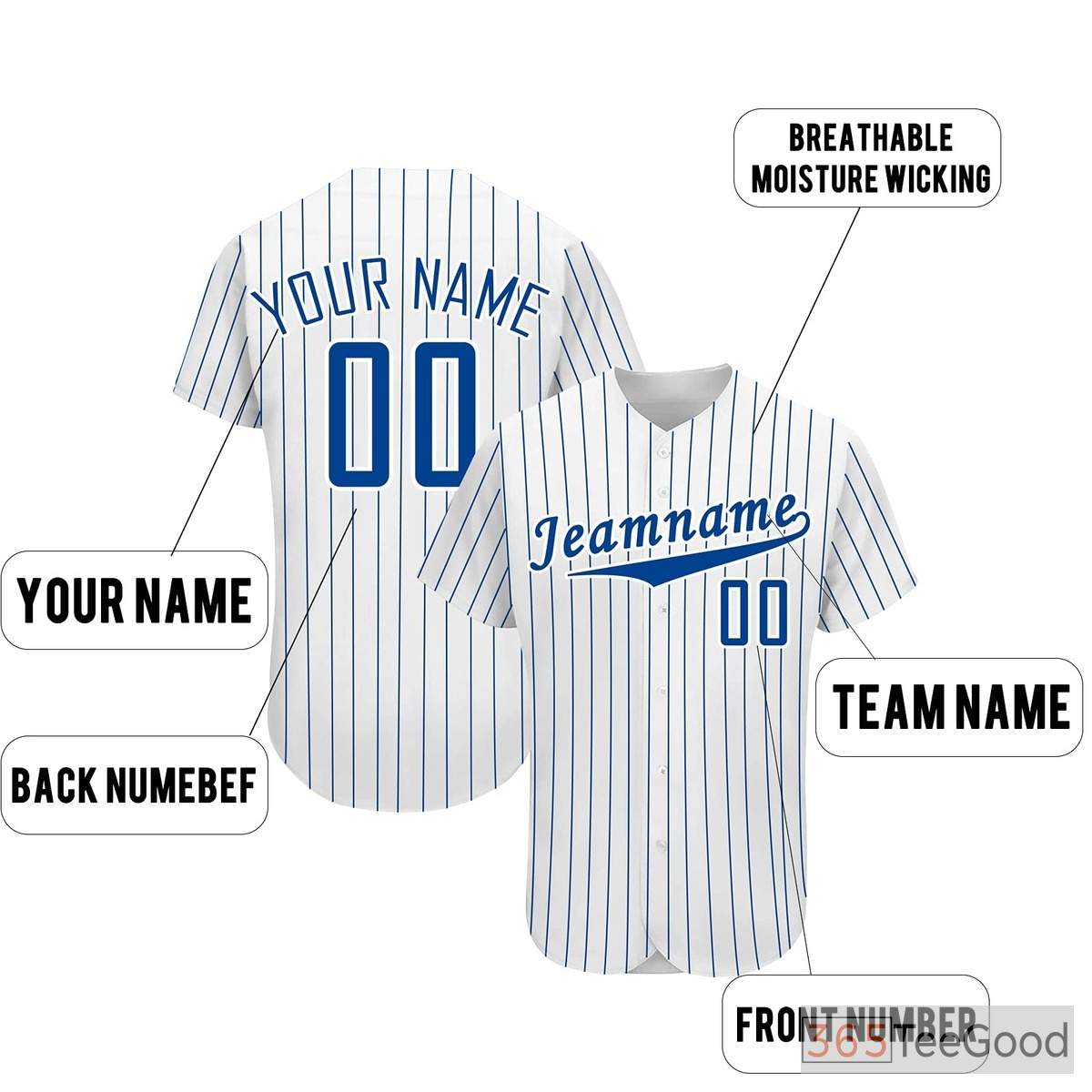 Vintage Blue Striped Custom Baseball Jersey Shirt Personalized Unisex Team Uniform