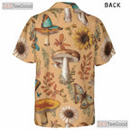 Vintage Botanical Mushroom Butterfly Aloha Shirt Unisex Summer Wear
