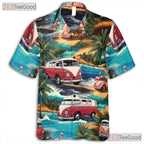 Vintage Cars Flamingos Aloha Hawaiian Shirt Unisex Summer Beach Fun Top