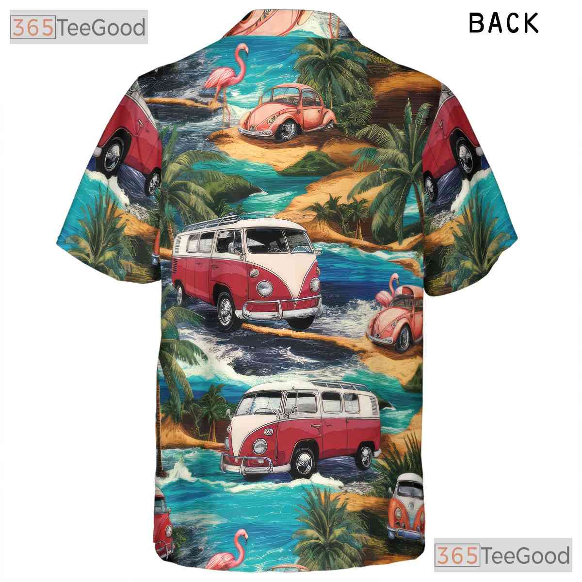 Vintage Cars Flamingos Aloha Hawaiian Shirt Unisex Summer Beach Fun Top