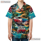Vintage Cars Flamingos Aloha Hawaiian Shirt Unisex Summer Beach Fun Top