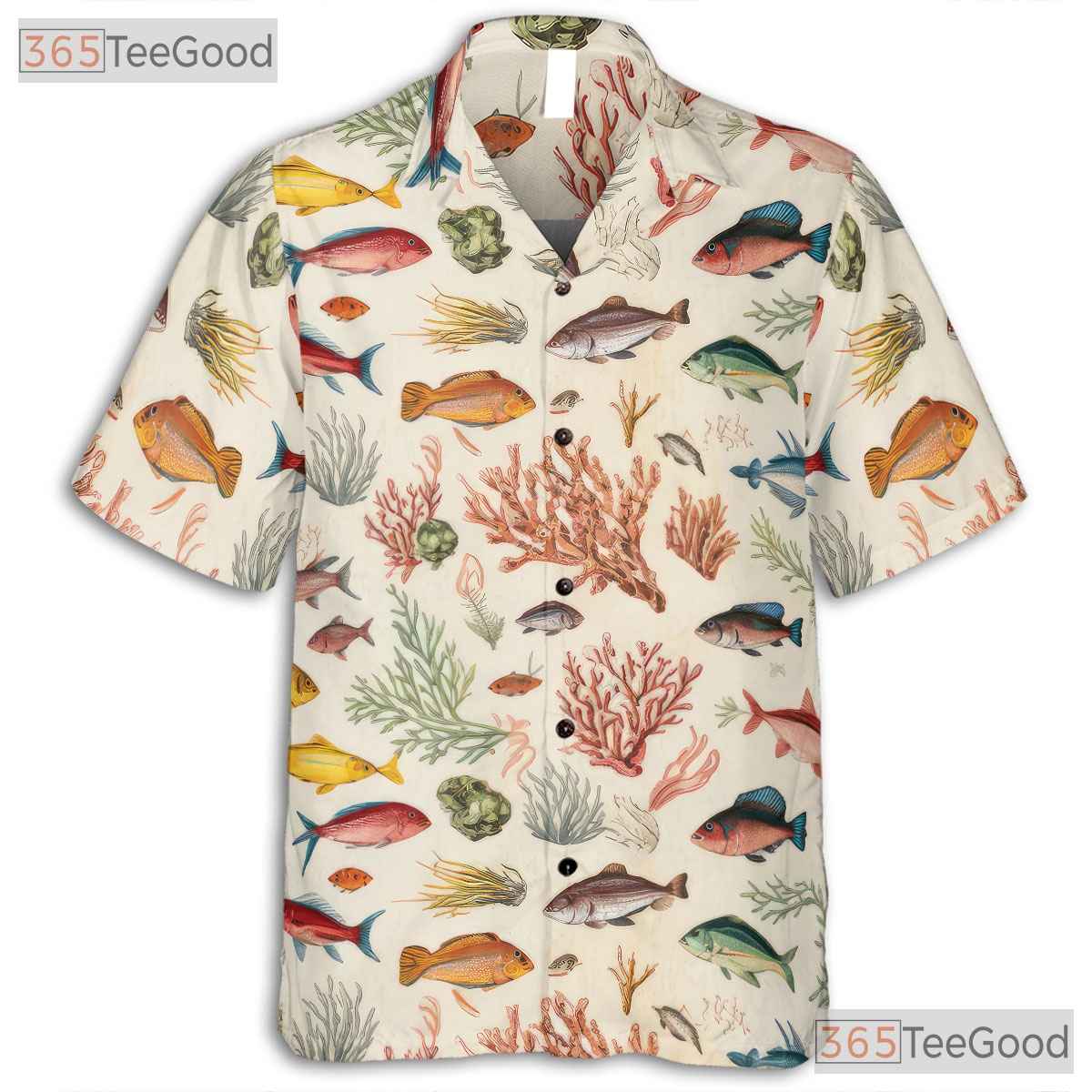 Vintage Coral Reef Tropical Fish Hawaiian Shirt Unisex Beachwear Aloha Top
