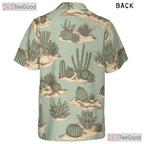 Vintage Green Desert Cactus Hawaiian Shirt- Unisex Botanical Tropical Aloha Top