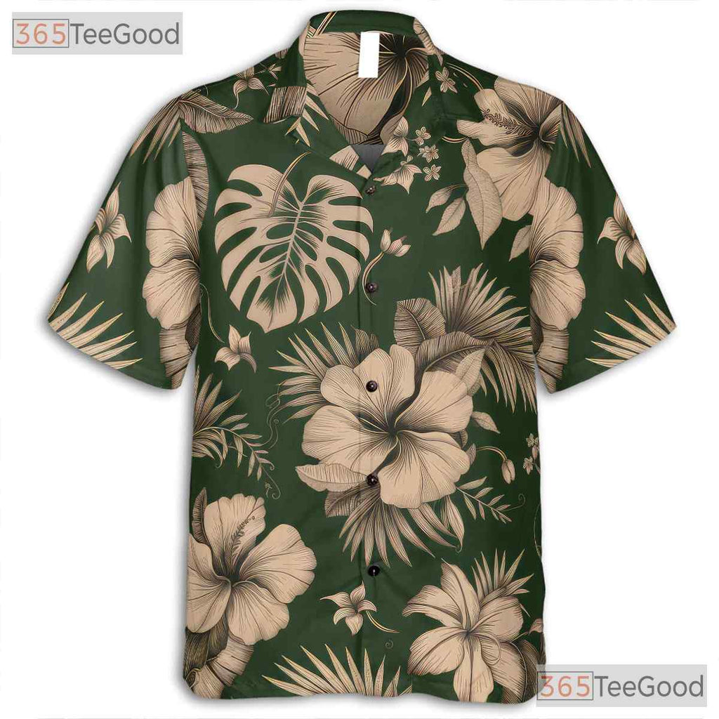 Vintage Hibiscus Hawaiian Shirt Unisex, Tropical Aloha Style