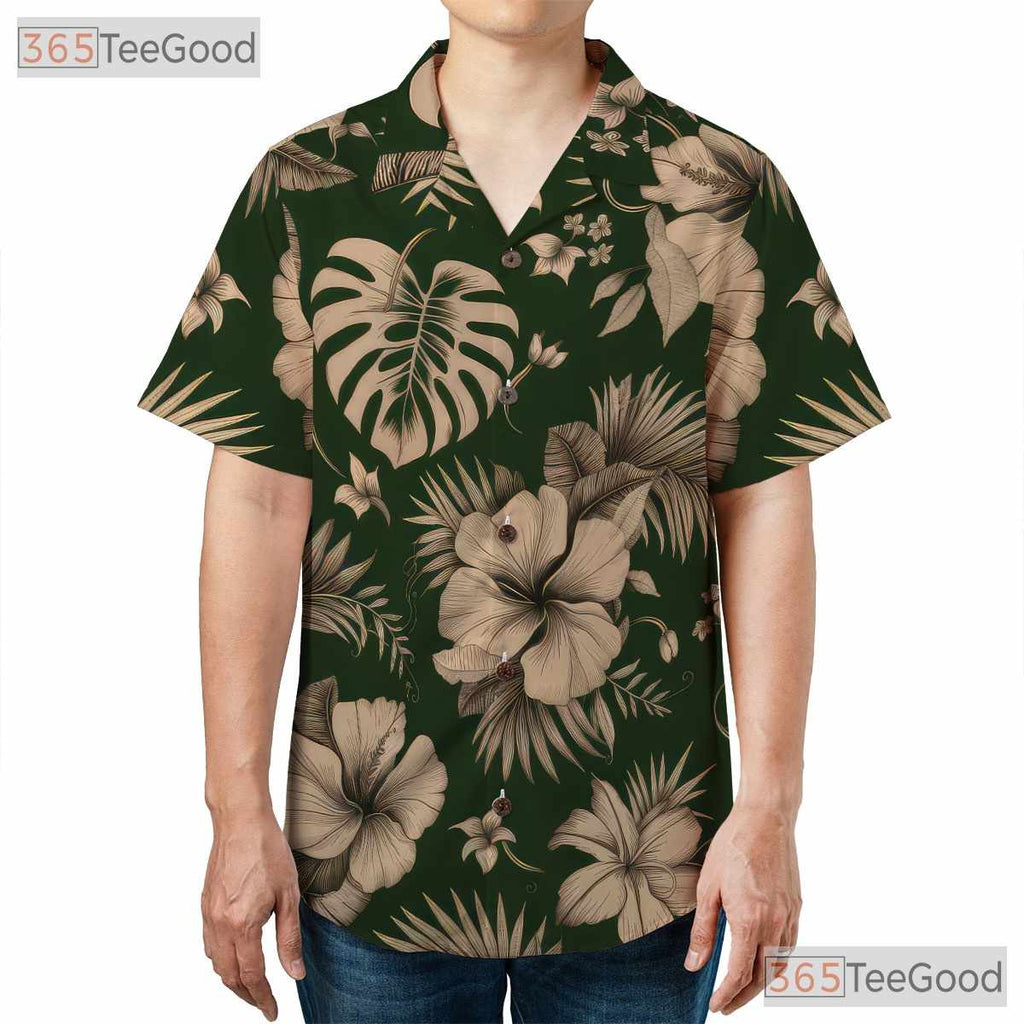 Vintage Hibiscus Hawaiian Shirt Unisex, Tropical Aloha Style