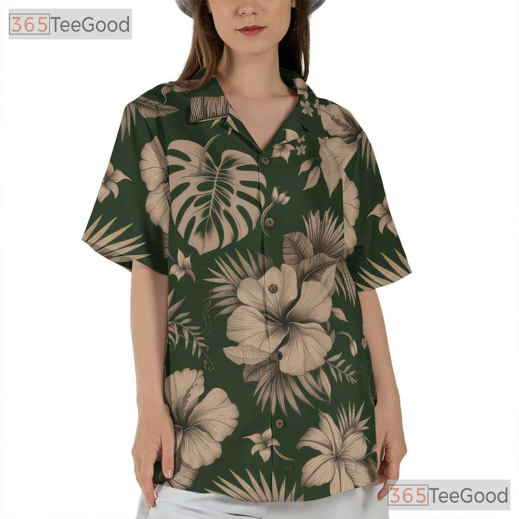 Vintage Hibiscus Hawaiian Shirt Unisex, Tropical Aloha Style